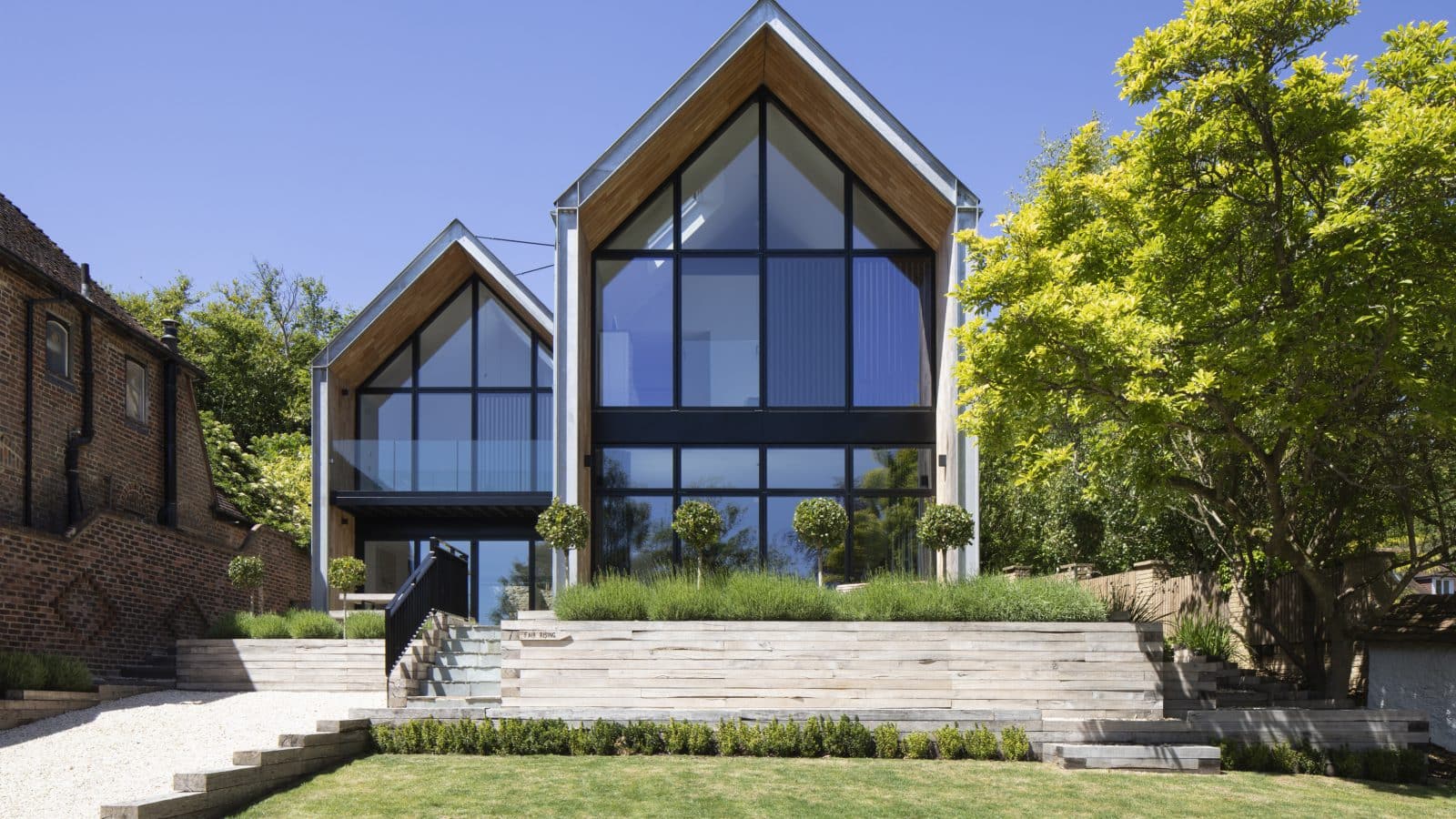 The front of a house.