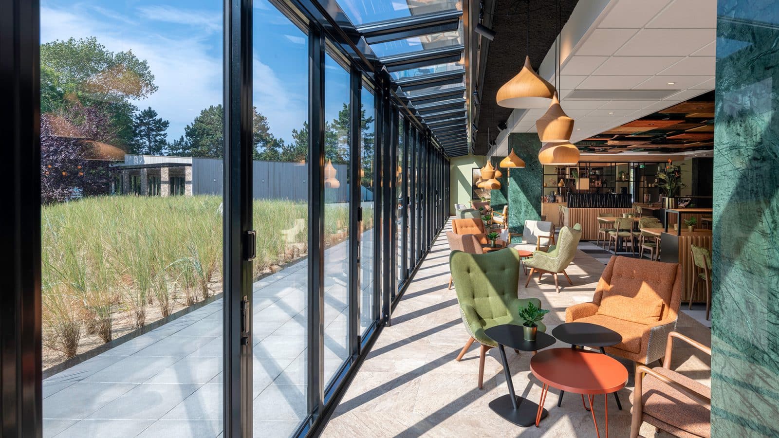 The interior of a restaurant.