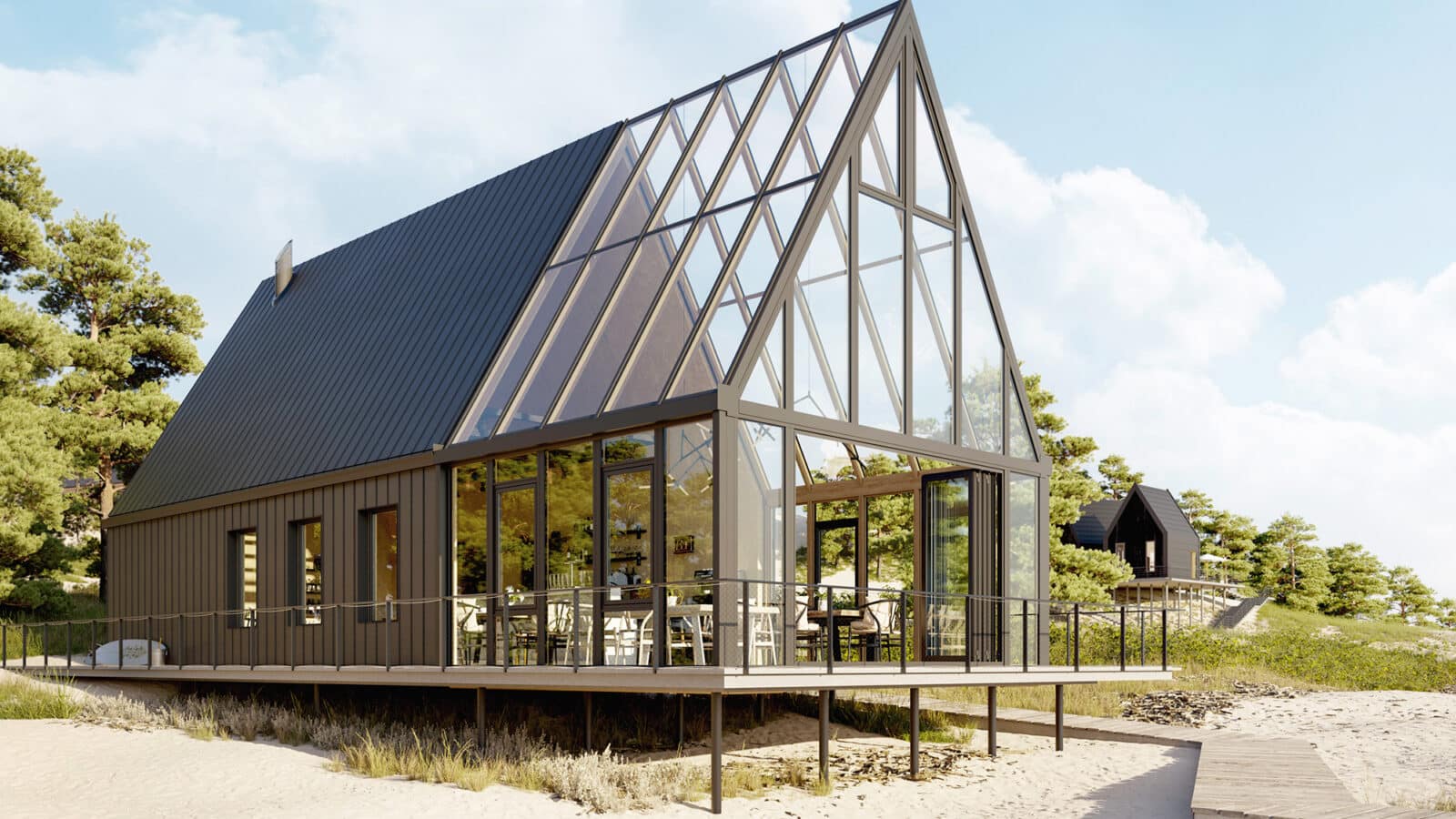 A house with a winter garden.