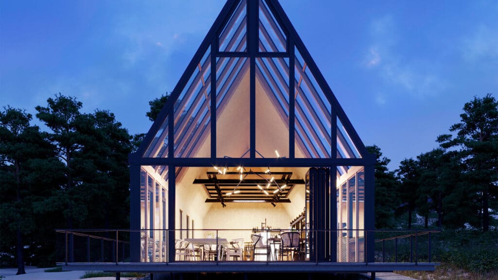 The front of a winter garden.