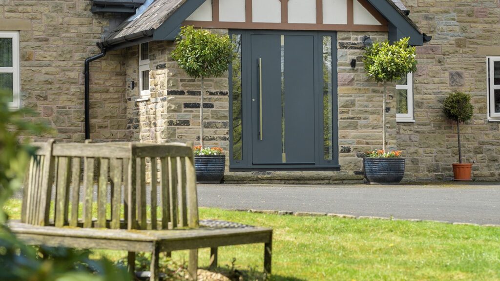 A traditional style home with a Spitfire S-200 Entrance Door