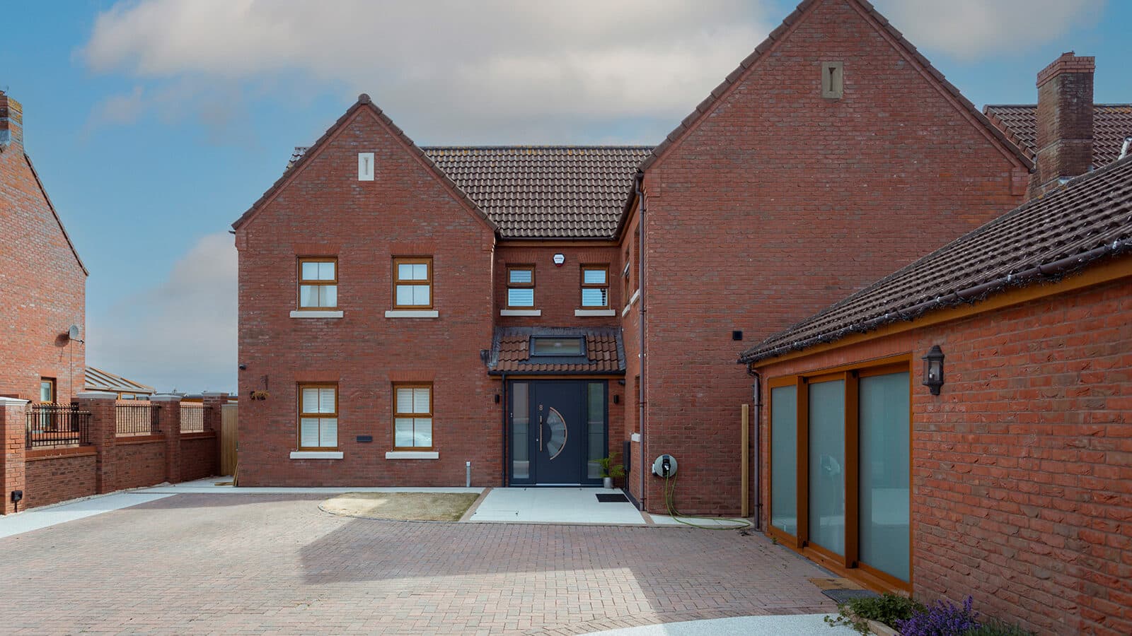 A large brick house.